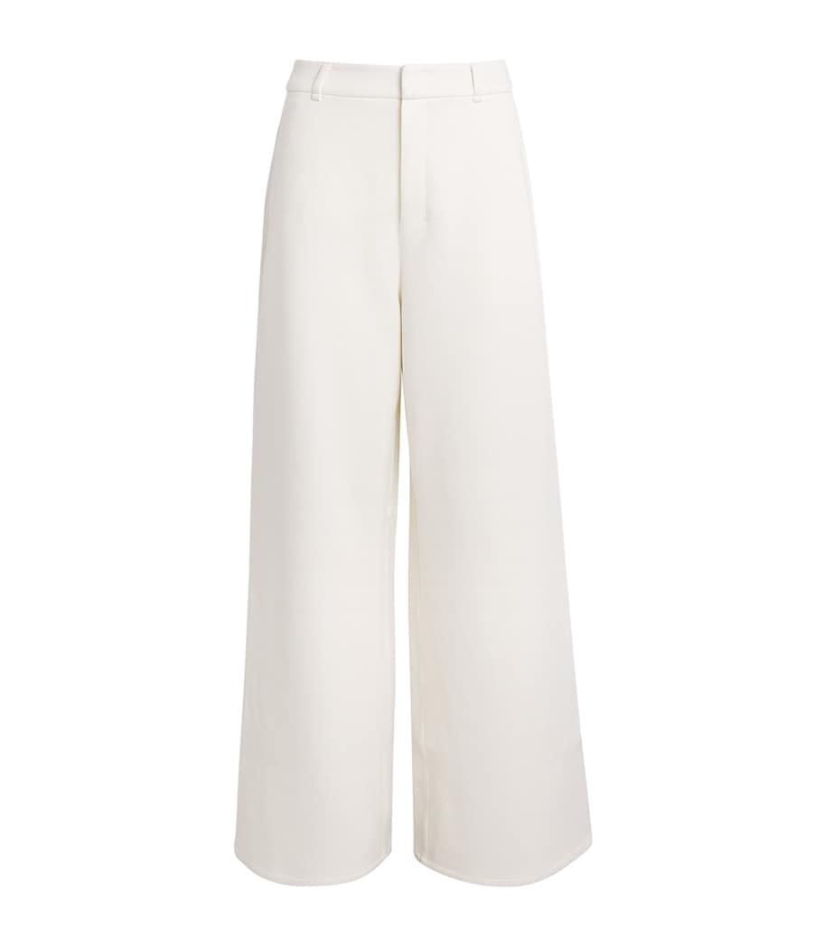 Max Mara White Cotton-Blend Jersey Trousers