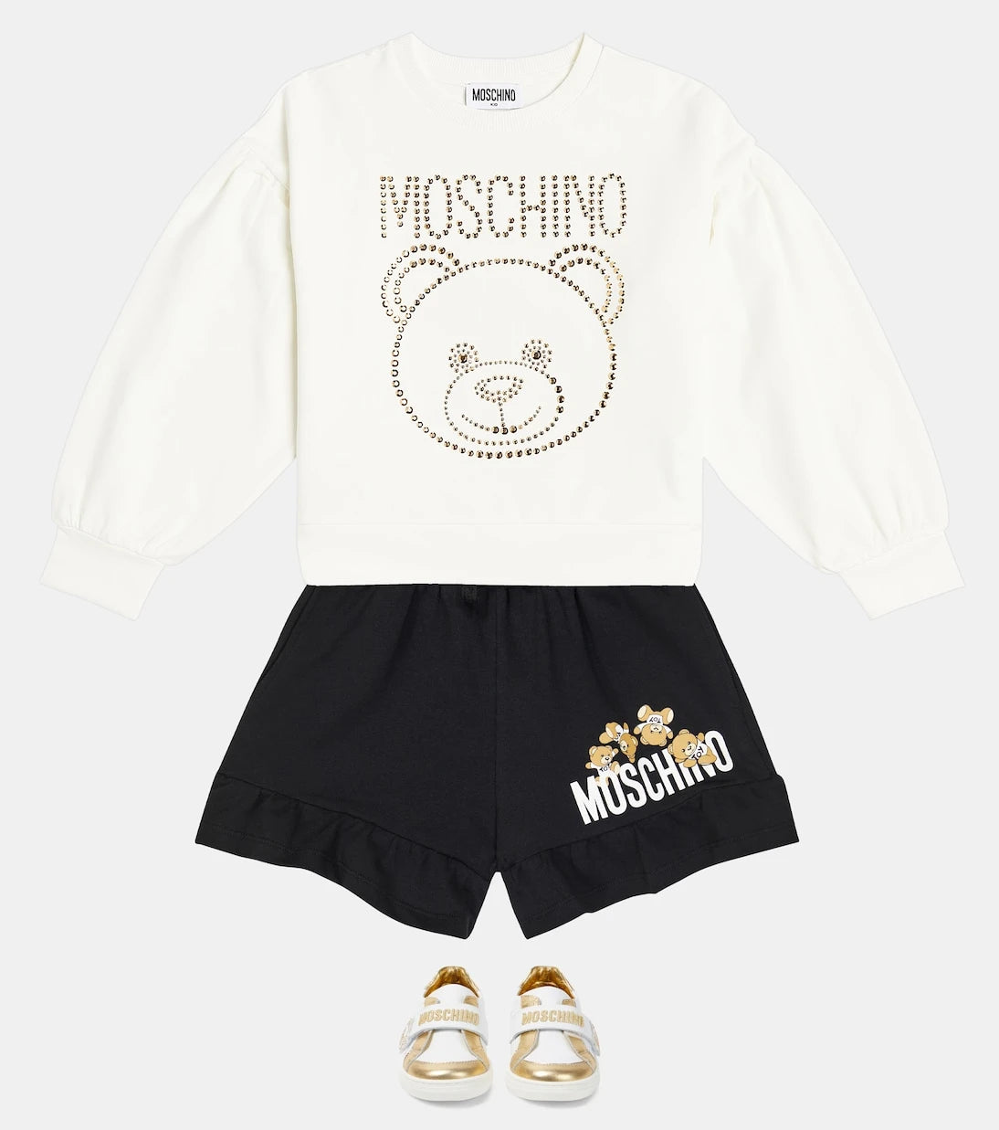 Moschino Kids - سويت شيرت مزين من مزيج القطن