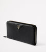 Black Large Leather Zipped Wallet