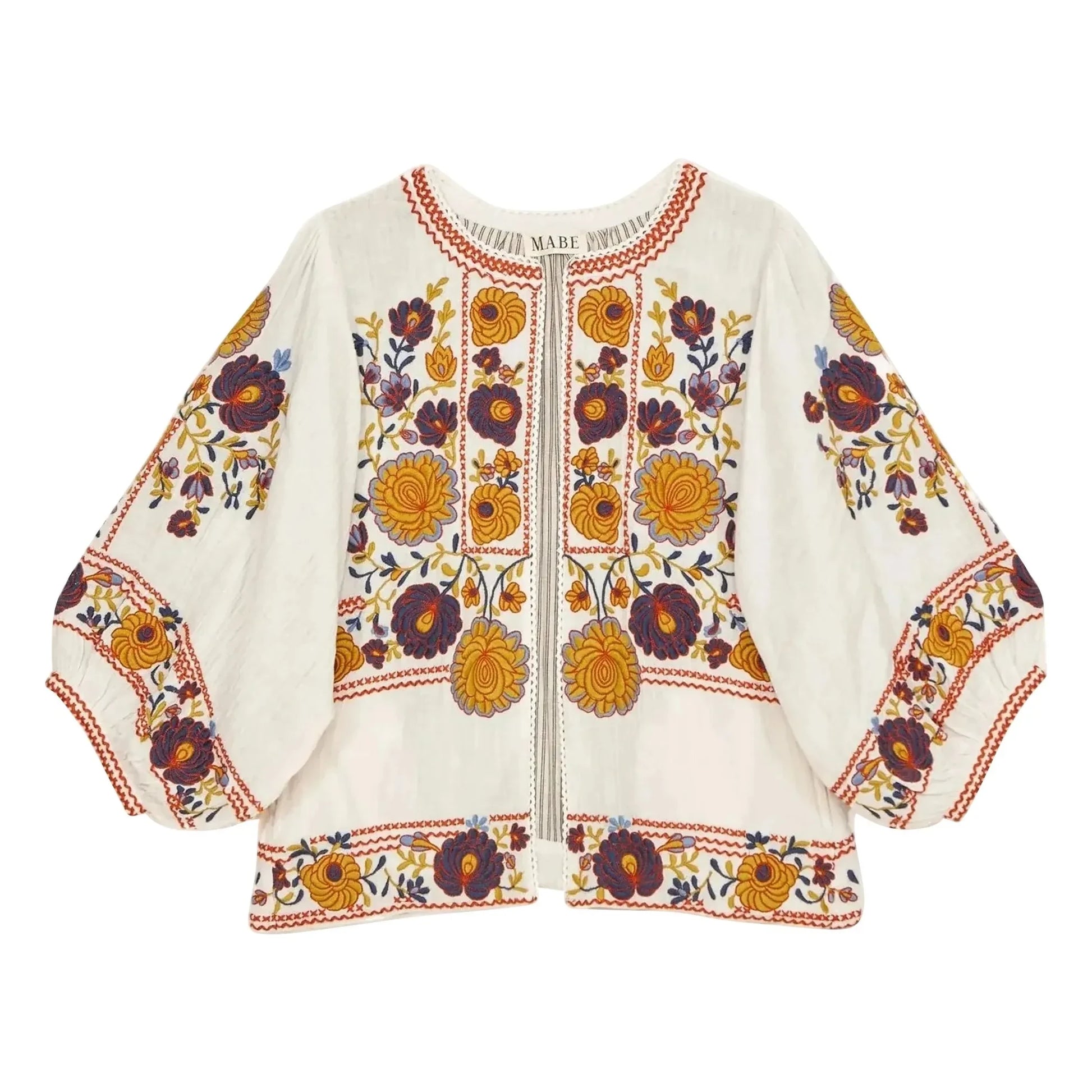 M.A.B.E. - Greta Cotton Embroidered Jacket | Orange