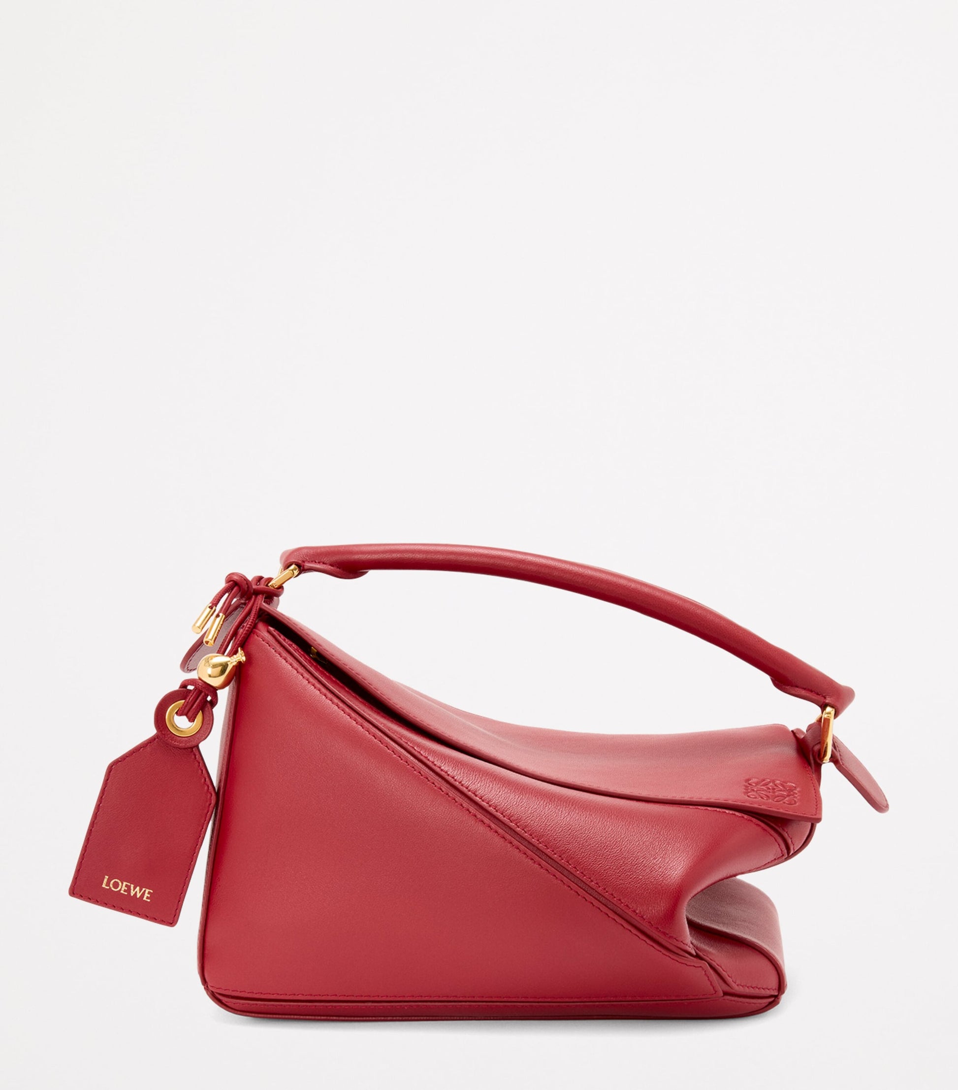 LOEWE Red Small Leather Featherlight Puzzle Top-Handle Bag