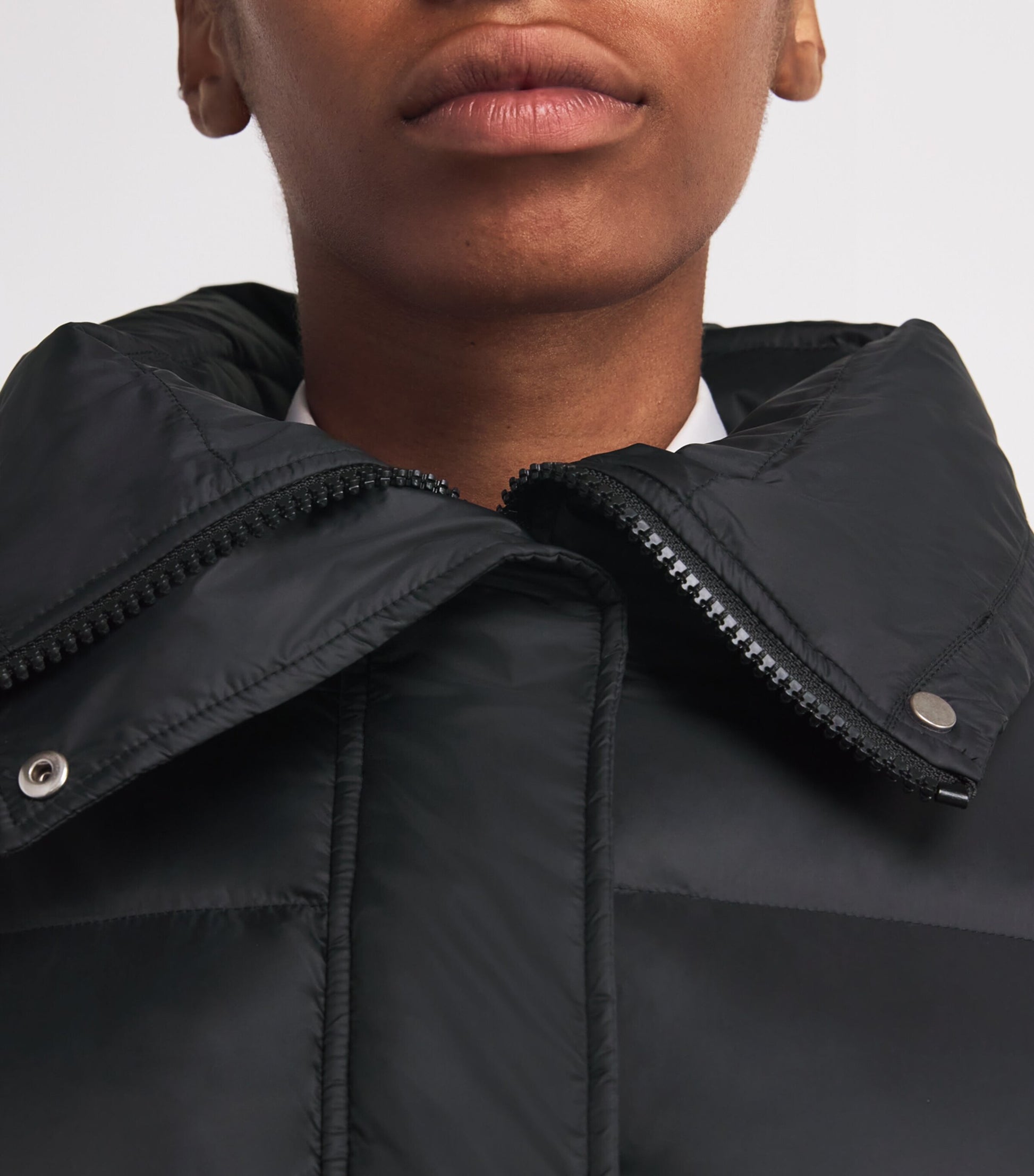 Yves Salomon Black Waterproof Fur-Trim Down Jacket