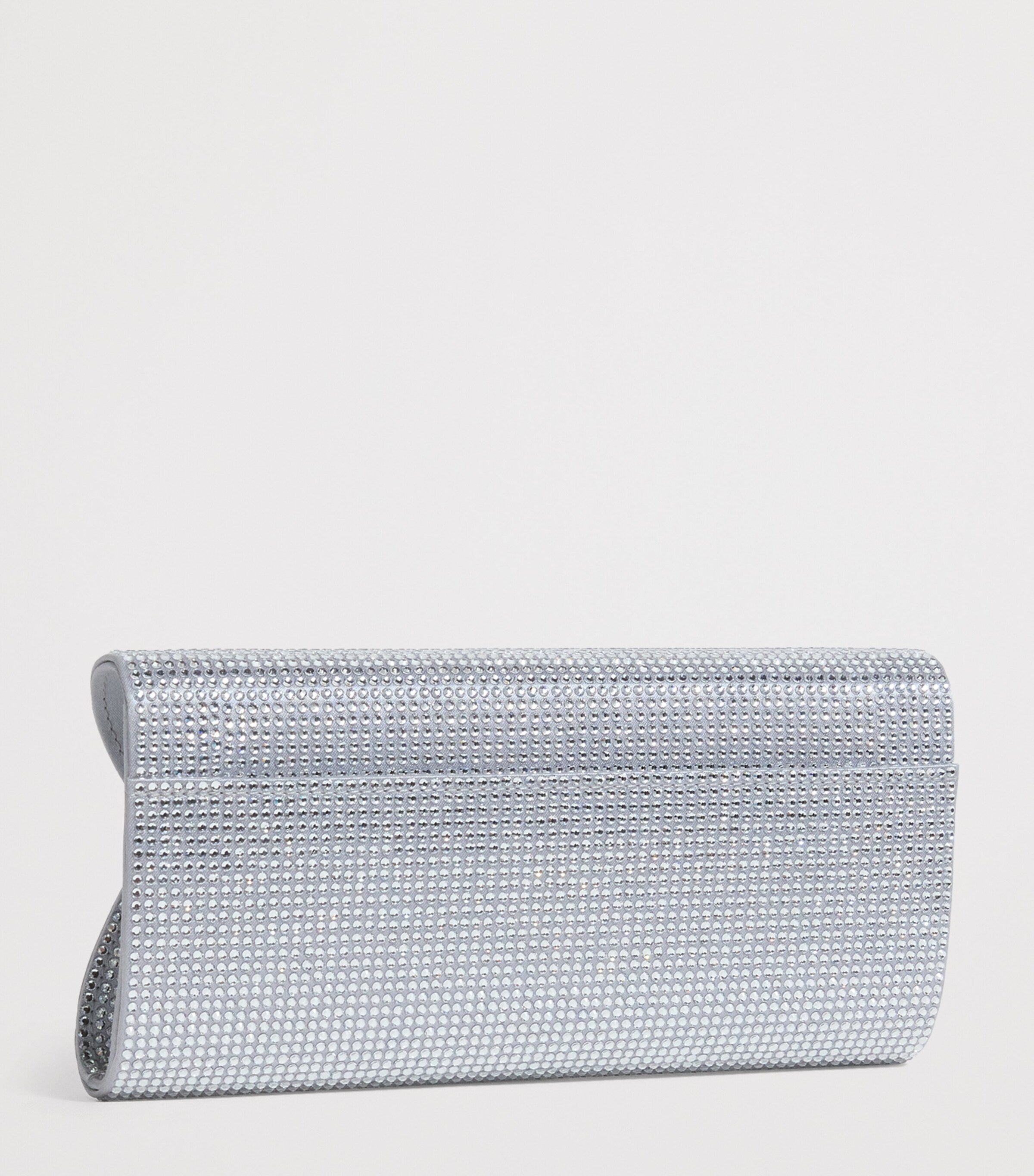 Judith Leiber Silver Rhinestone Taylor Clutch Bag