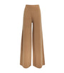 Beige Wool-Cashmere Wide-Leg Trousers