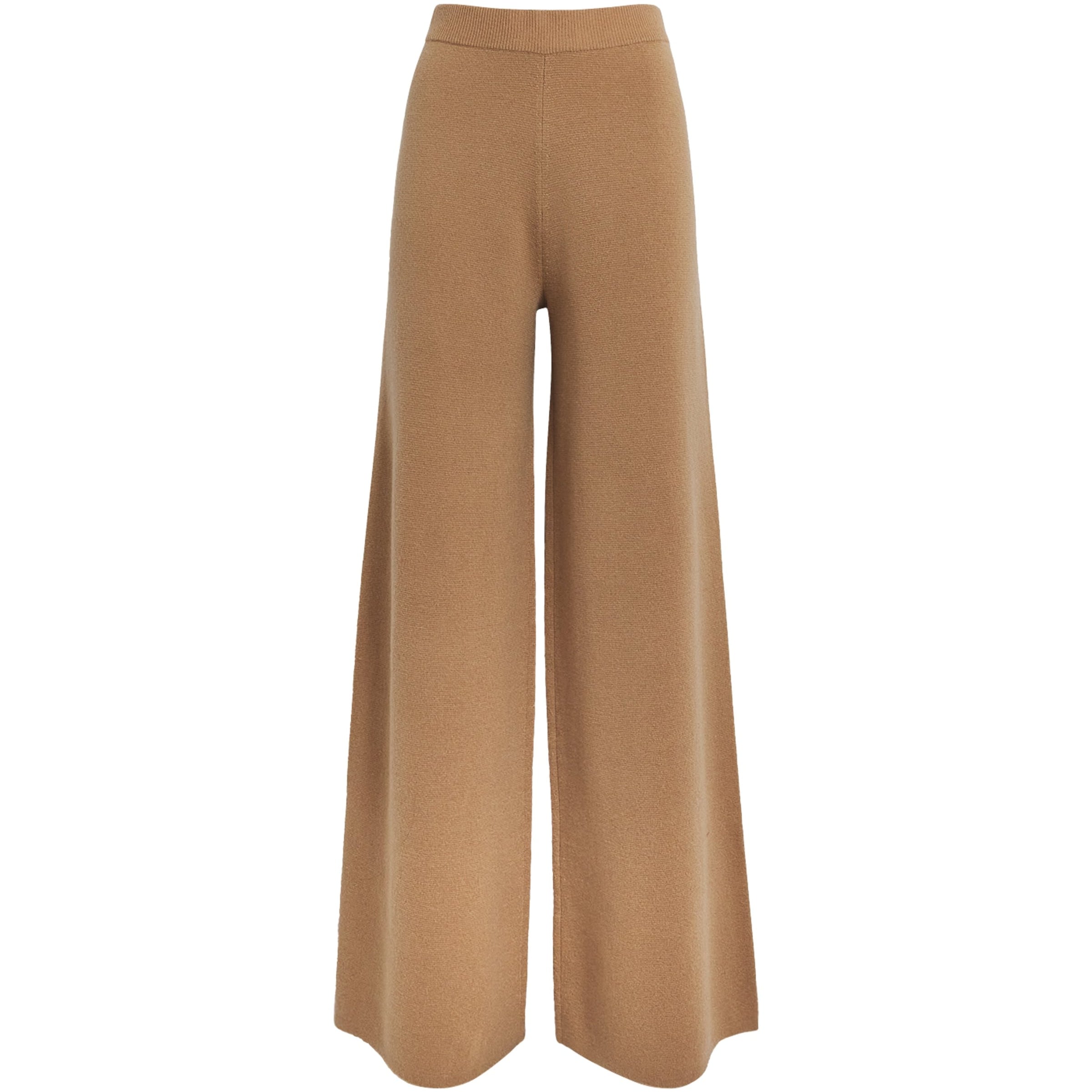 Beige Wool-Cashmere Wide-Leg Trousers
