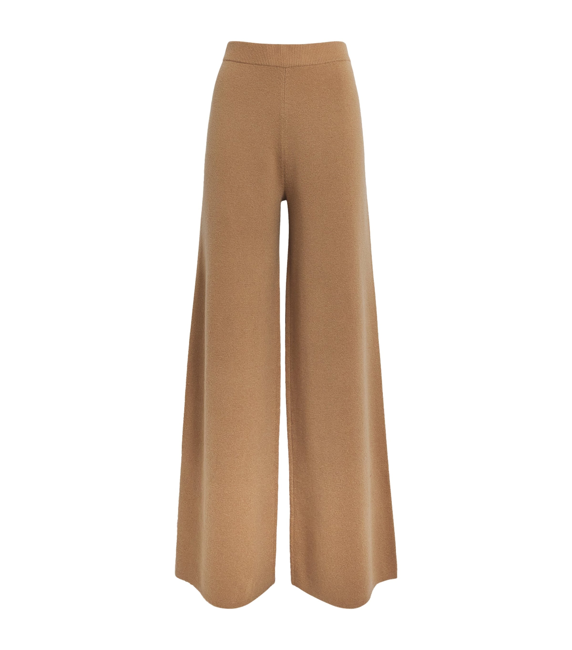 Beige Wool-Cashmere Wide-Leg Trousers