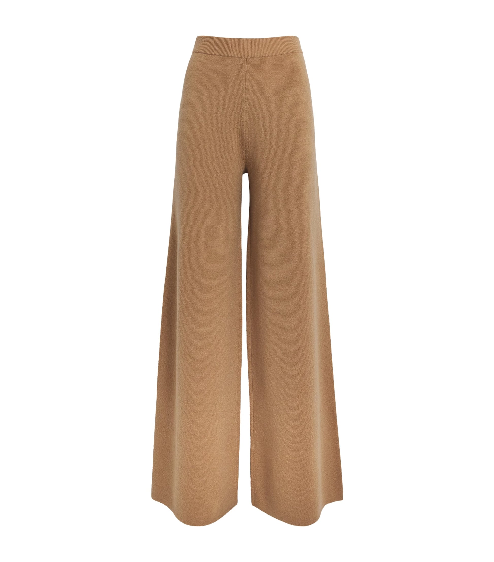 Beige Wool-Cashmere Wide-Leg Trousers