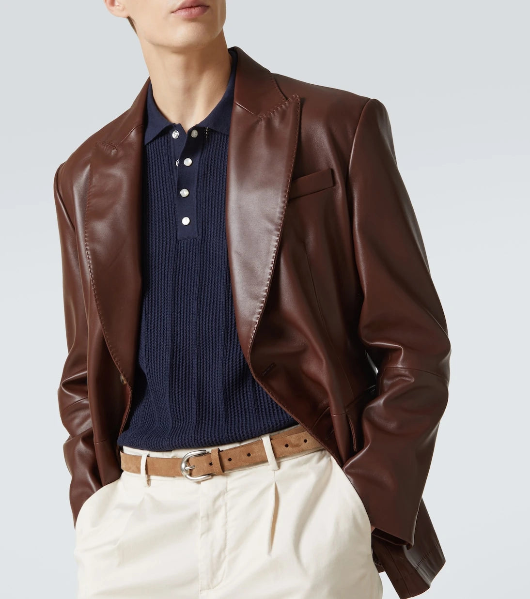 Brunello Cucinelli - Ribbed-knit cotton polo shirt