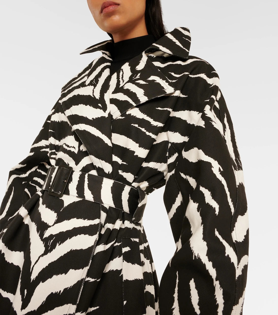 Alaïa - Zebra-print denim trench coat