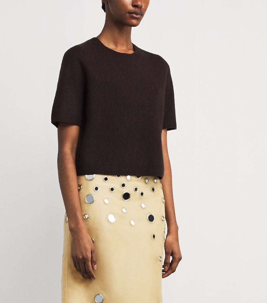 ME+EM Brown Felted Merino Wool T-Shirt