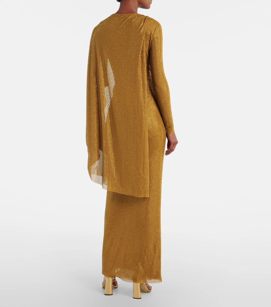 Self-Portrait - Draped embellished mesh gown