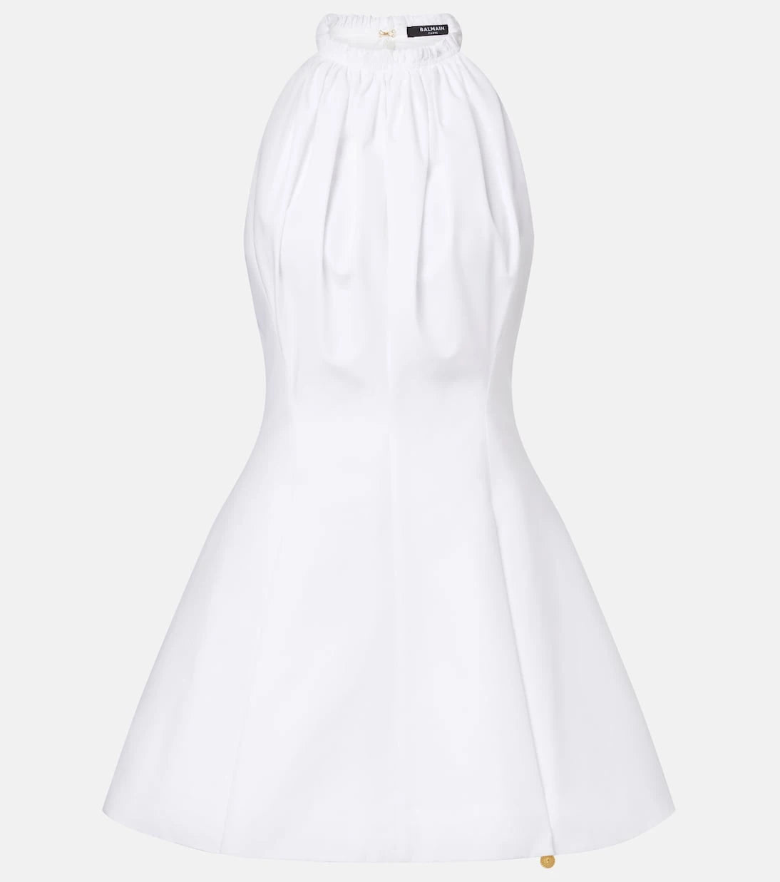 Balmain - Ruched cotton poplin minidress