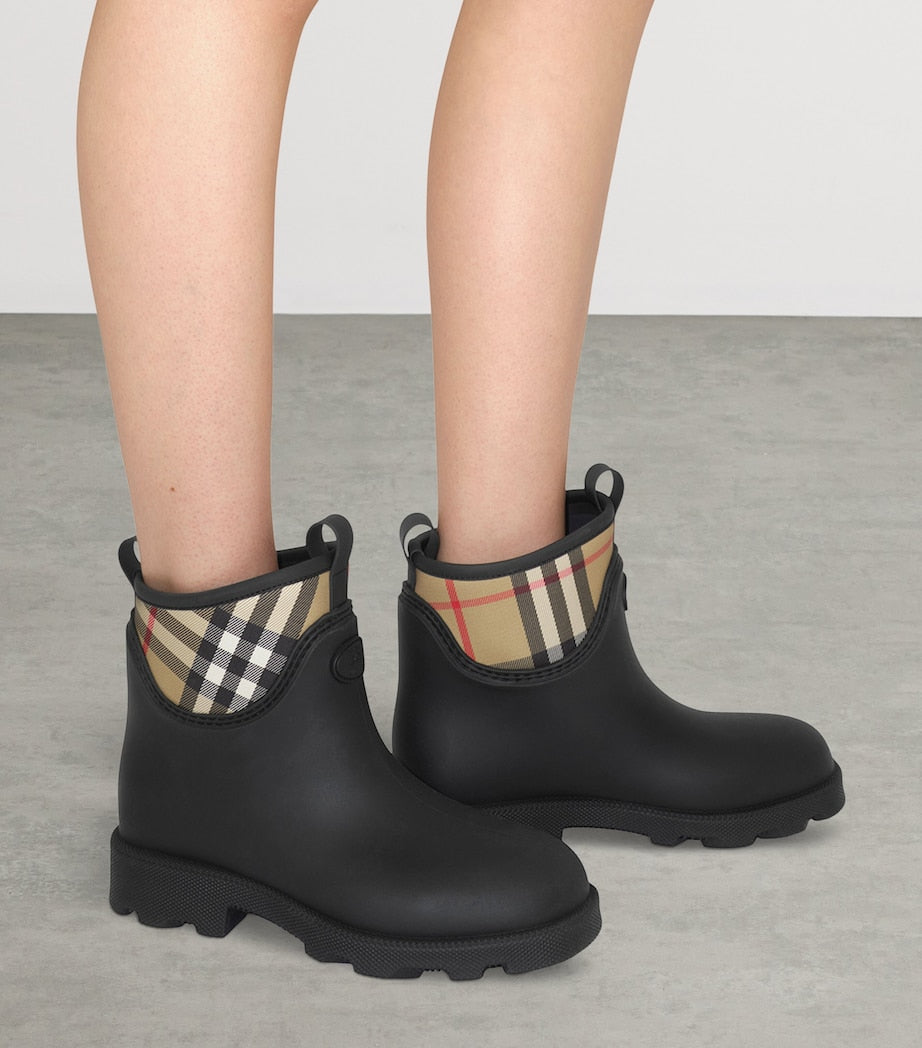 Burberry Black Rubber Nova Check Rain Boots