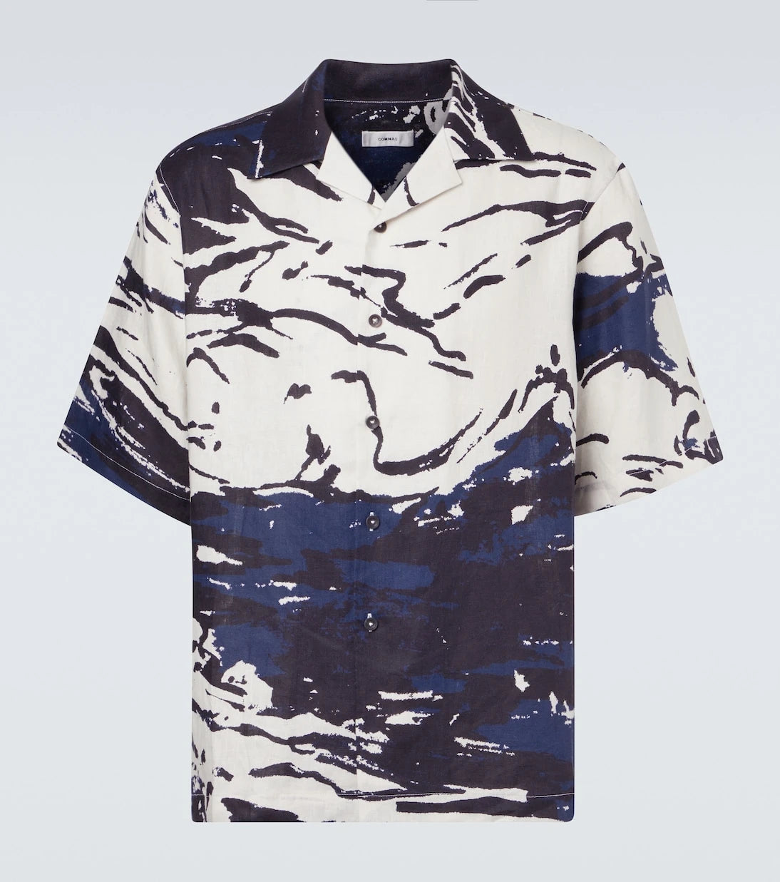 Commas - Printed linen bowling shirt