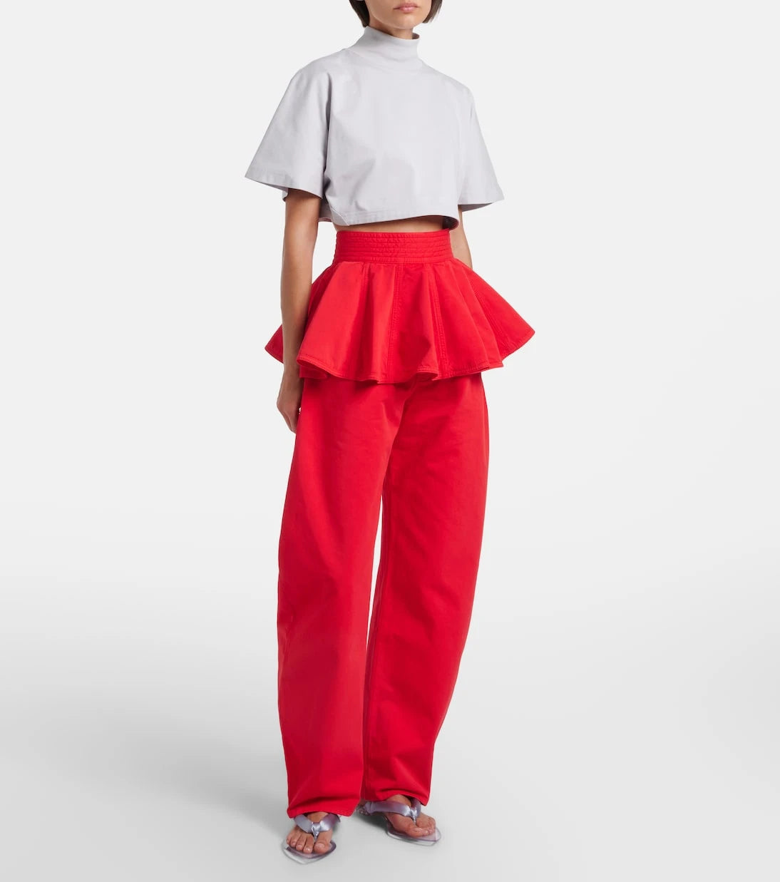Alaïa - Cropped cotton jersey T-shirt