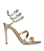 René Caovilla Gold Leather Embellished Crystal Sandals 105