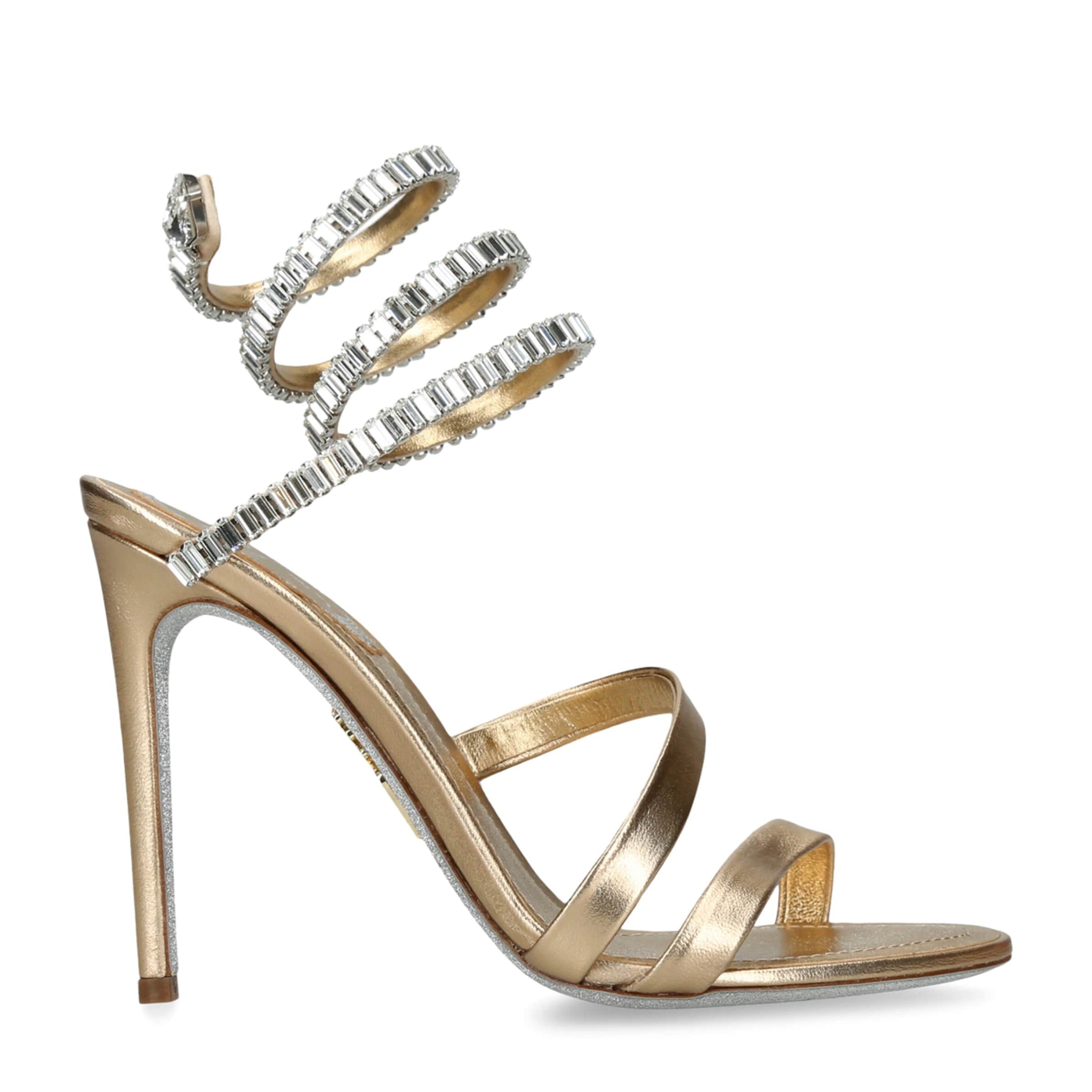 René Caovilla Leather Embellished Crystal Sandals 105