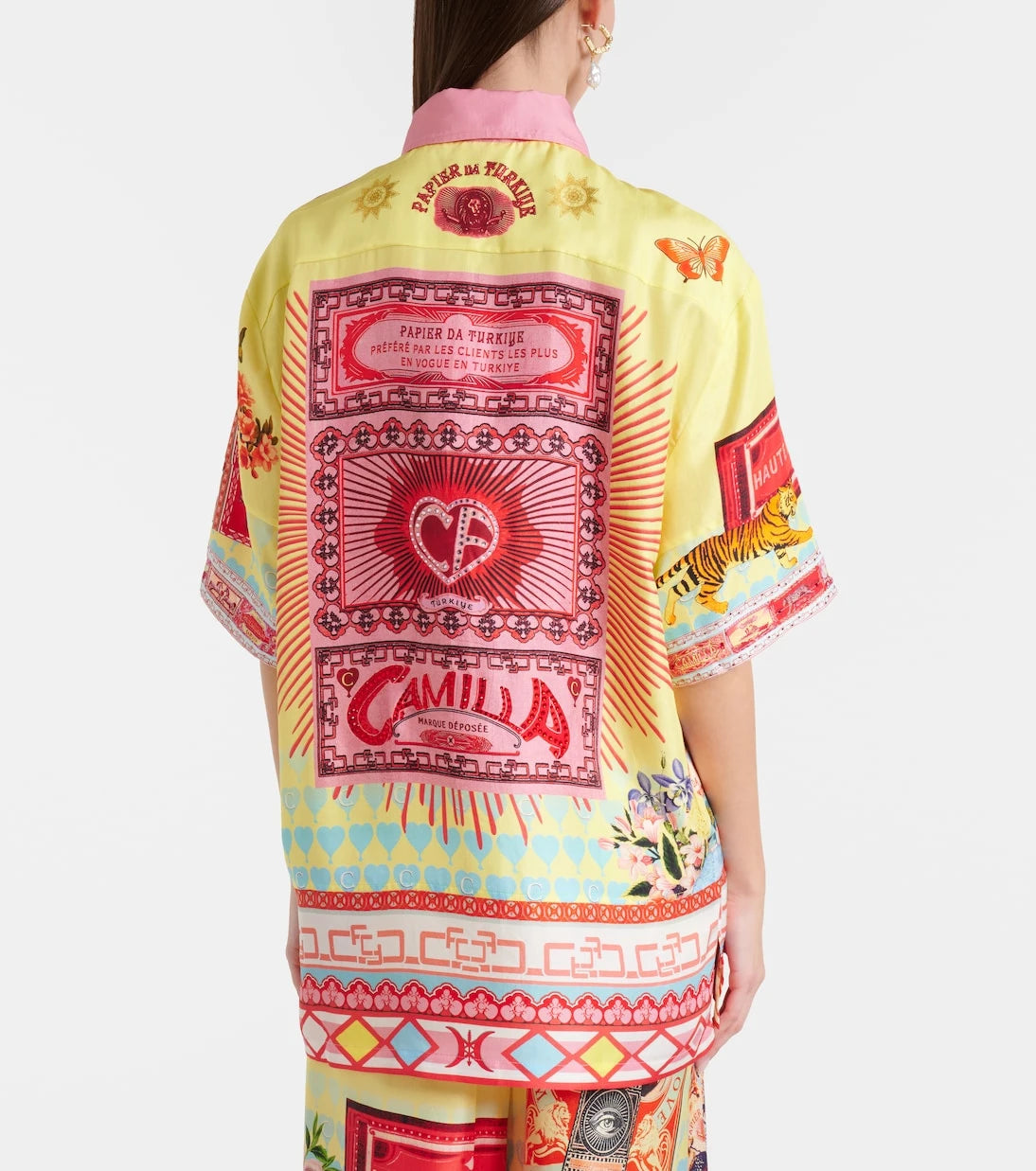 Camilla - Collage Kingdom silk bowling shirt