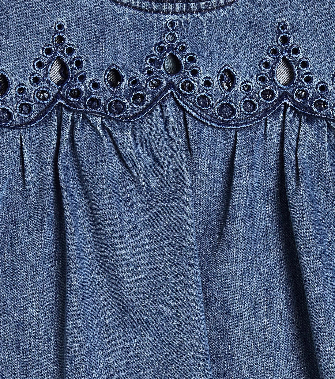 Petite Amalie - Smocked cotton chambray shirt