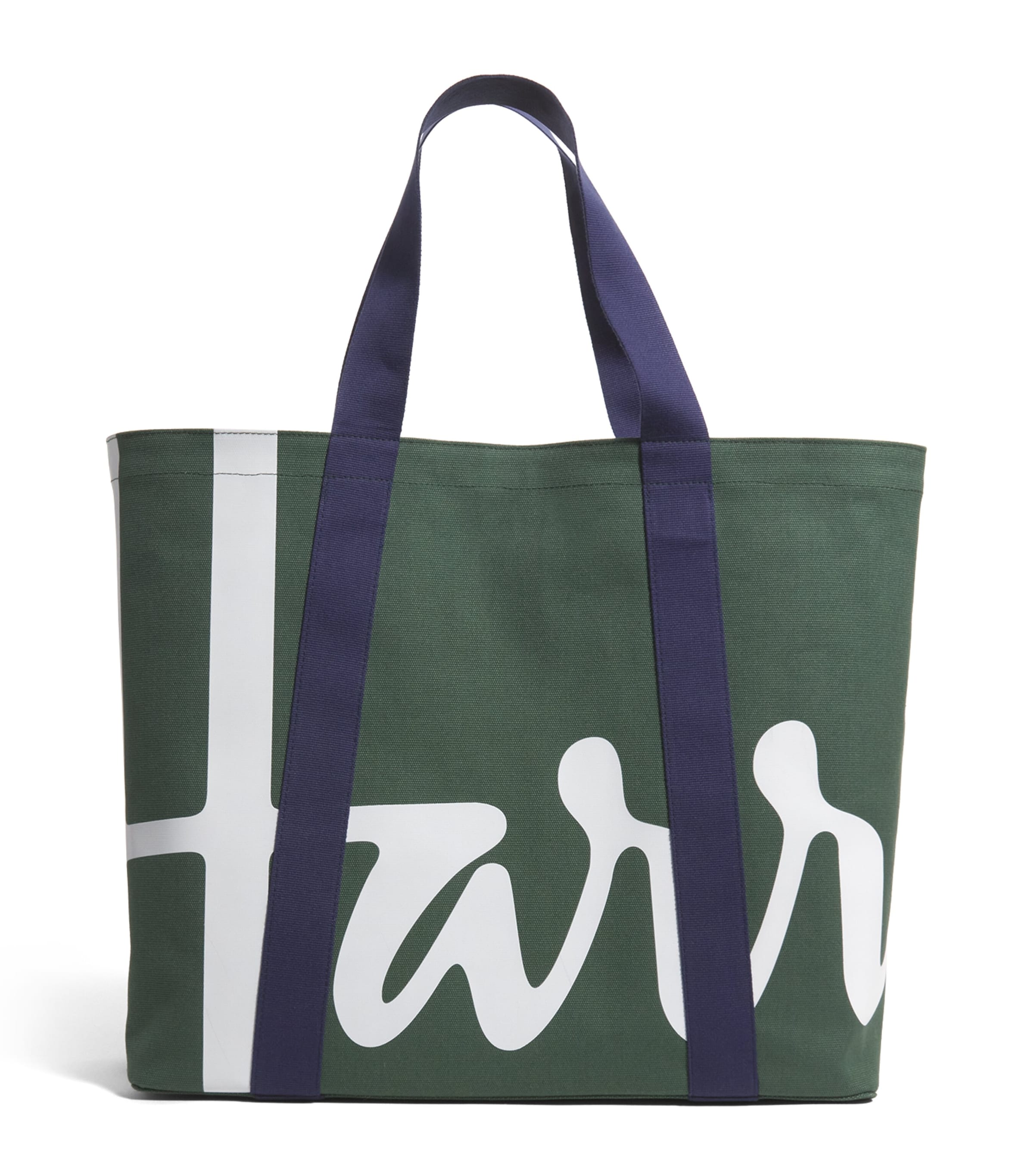 Harrods Green Large Cotton Logo Tote Bag