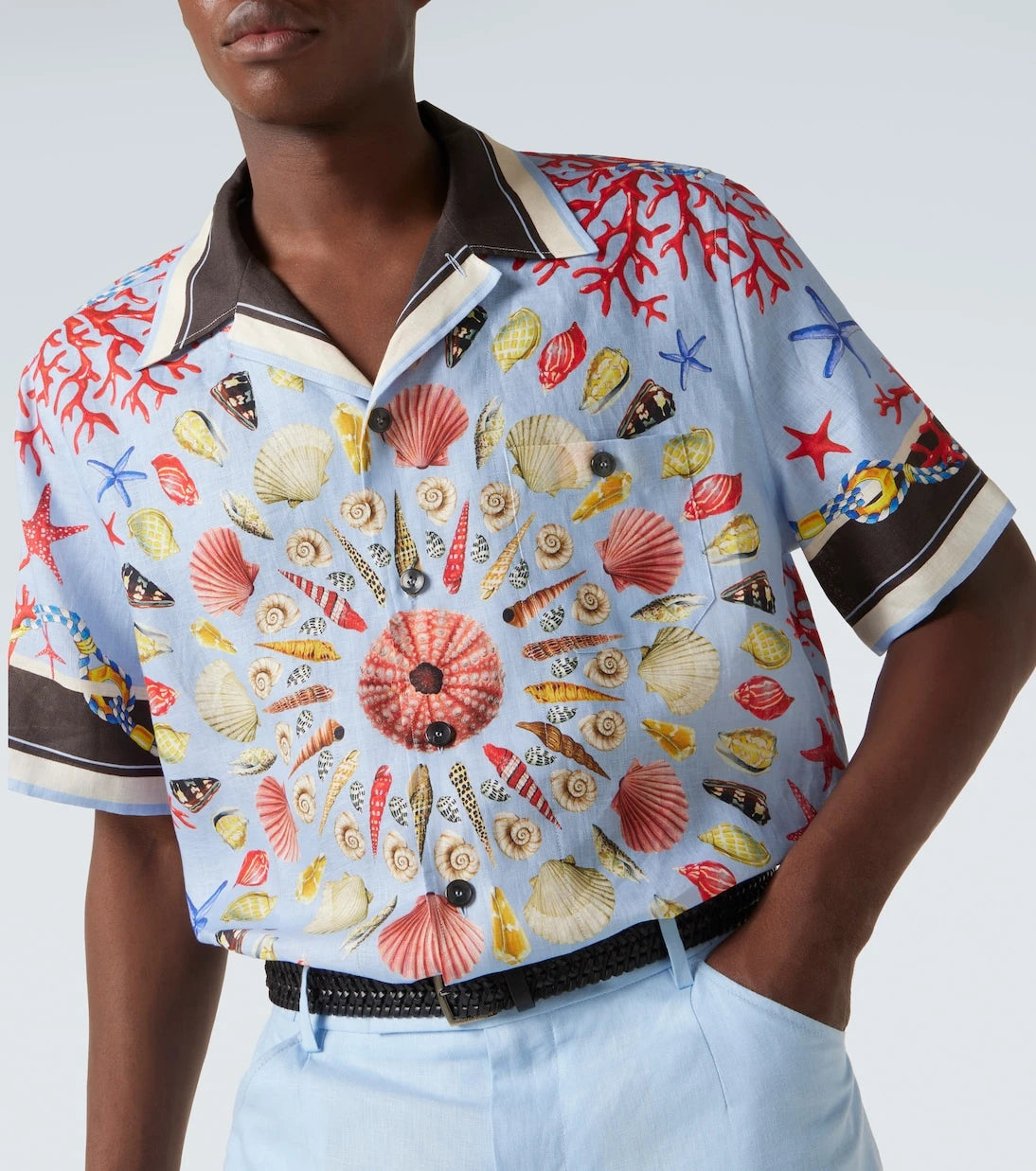 Dolce&Gabbana - Printed linen canvas bowling shirt