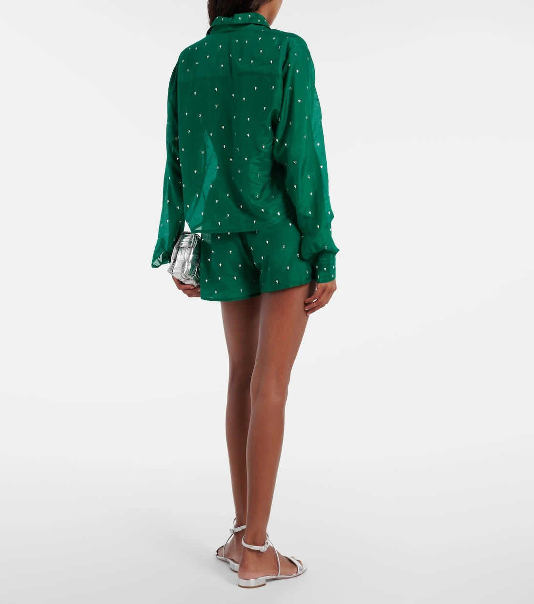 Oséree - Gem crystal-embellished cotton and silk shirt