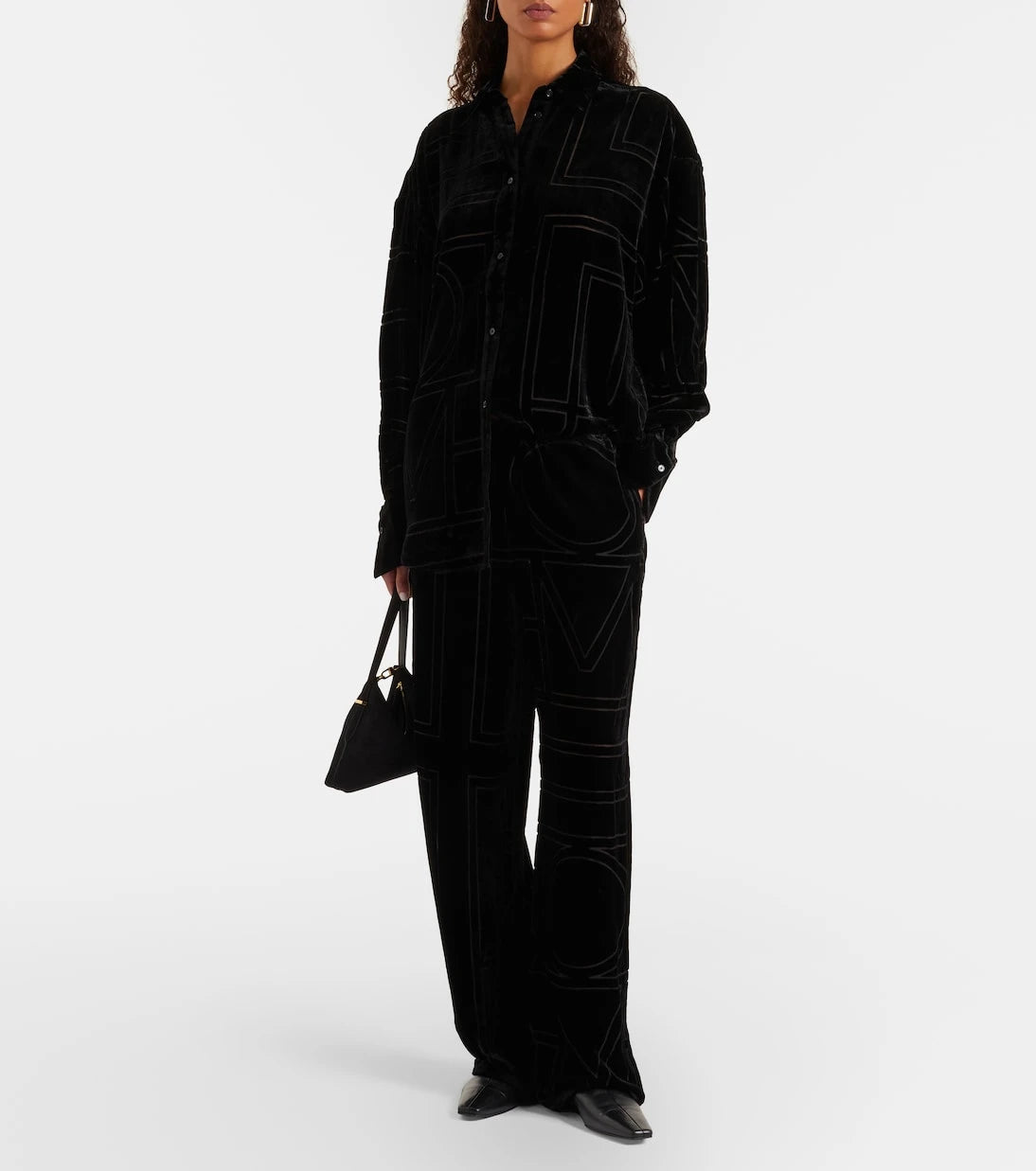 Toteme - Logo oversized velvet devoré shirt