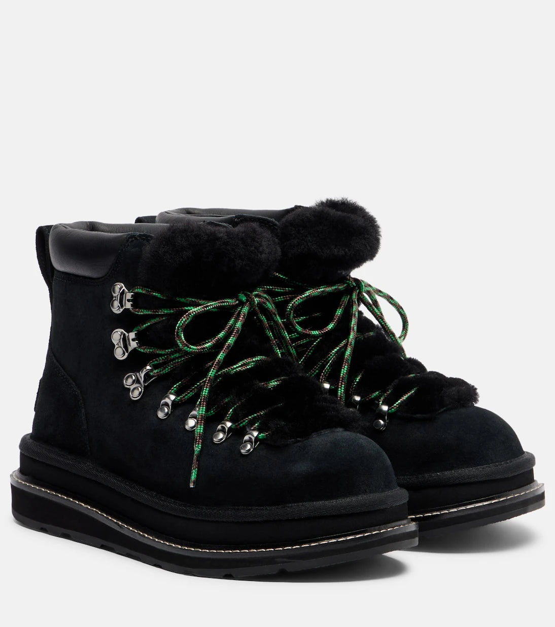 Sacai - x UGG suede and shearling hiking boots