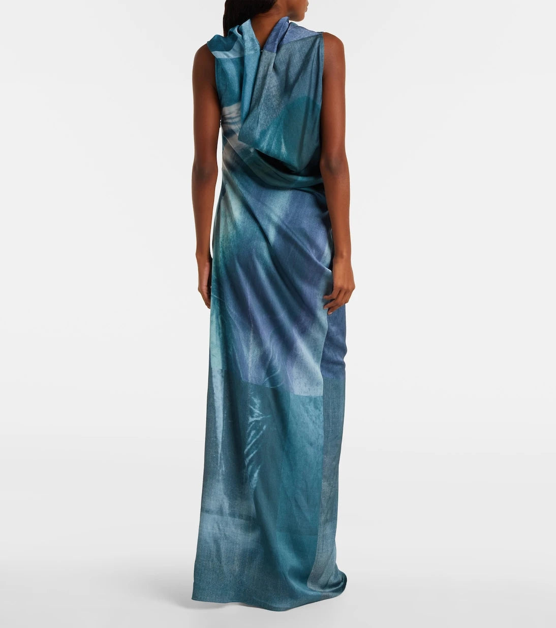 Jean Paul Gaultier - Printed draped satin maxi dress