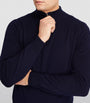 Navy Cashmere Zip-Up Sweater