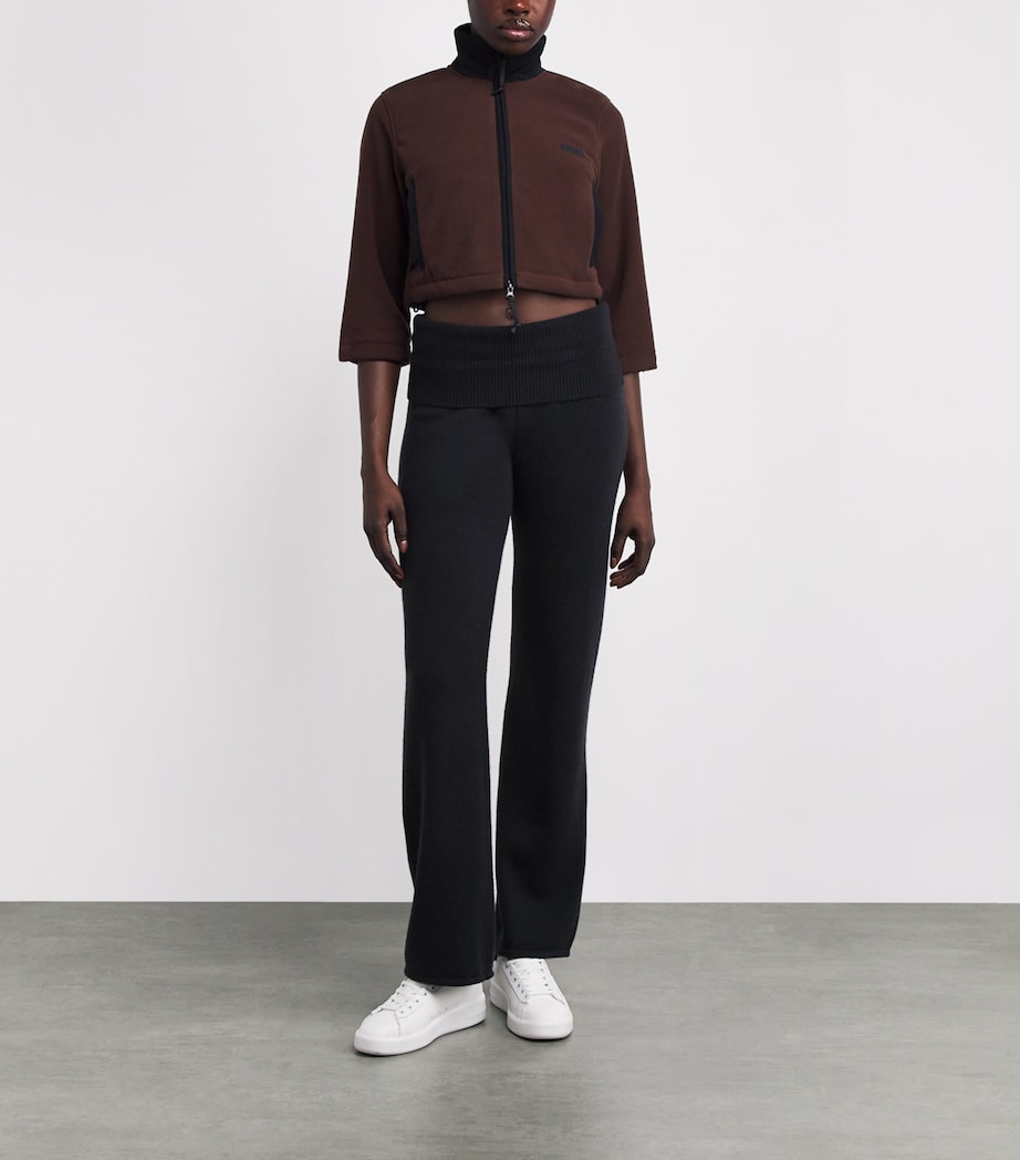 Skims Brown Fleece Zip-Up Cropped Sweatshirt