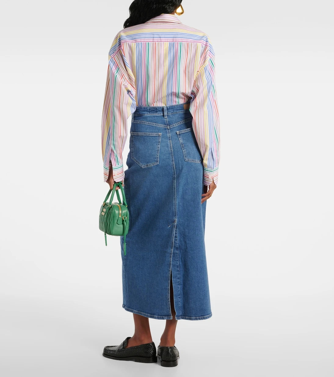 AG Jeans - High-rise denim midi skirt