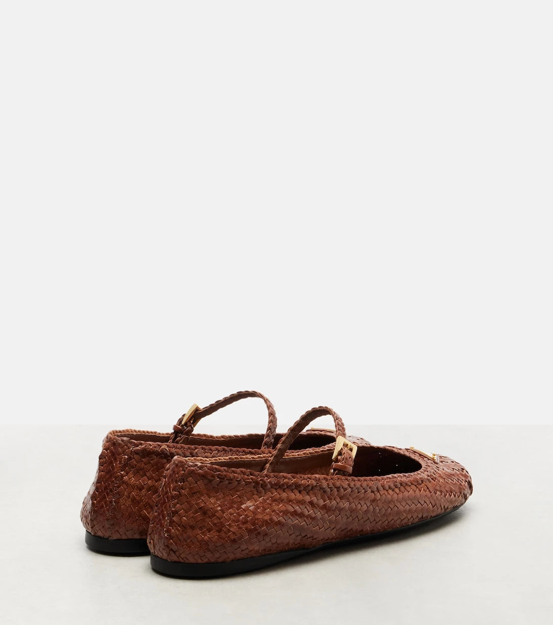 Prada - Woven leather Mary Jane flats