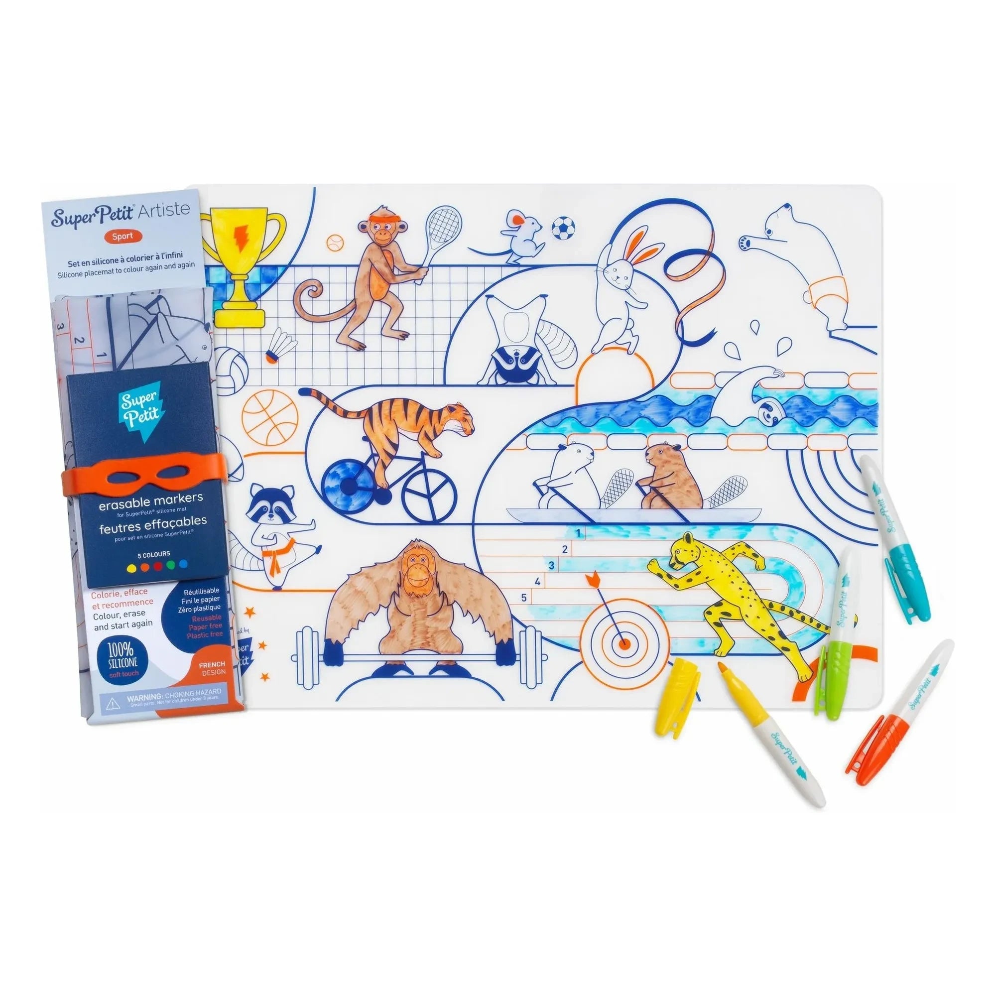 Superpetit - Sports coloring set with 5 markers
