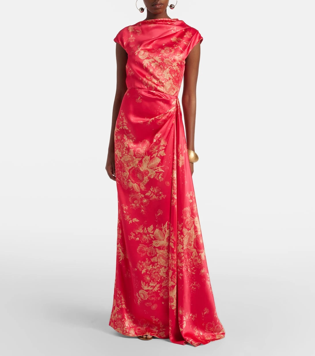 Erdem - Draped floral duchess satin gown