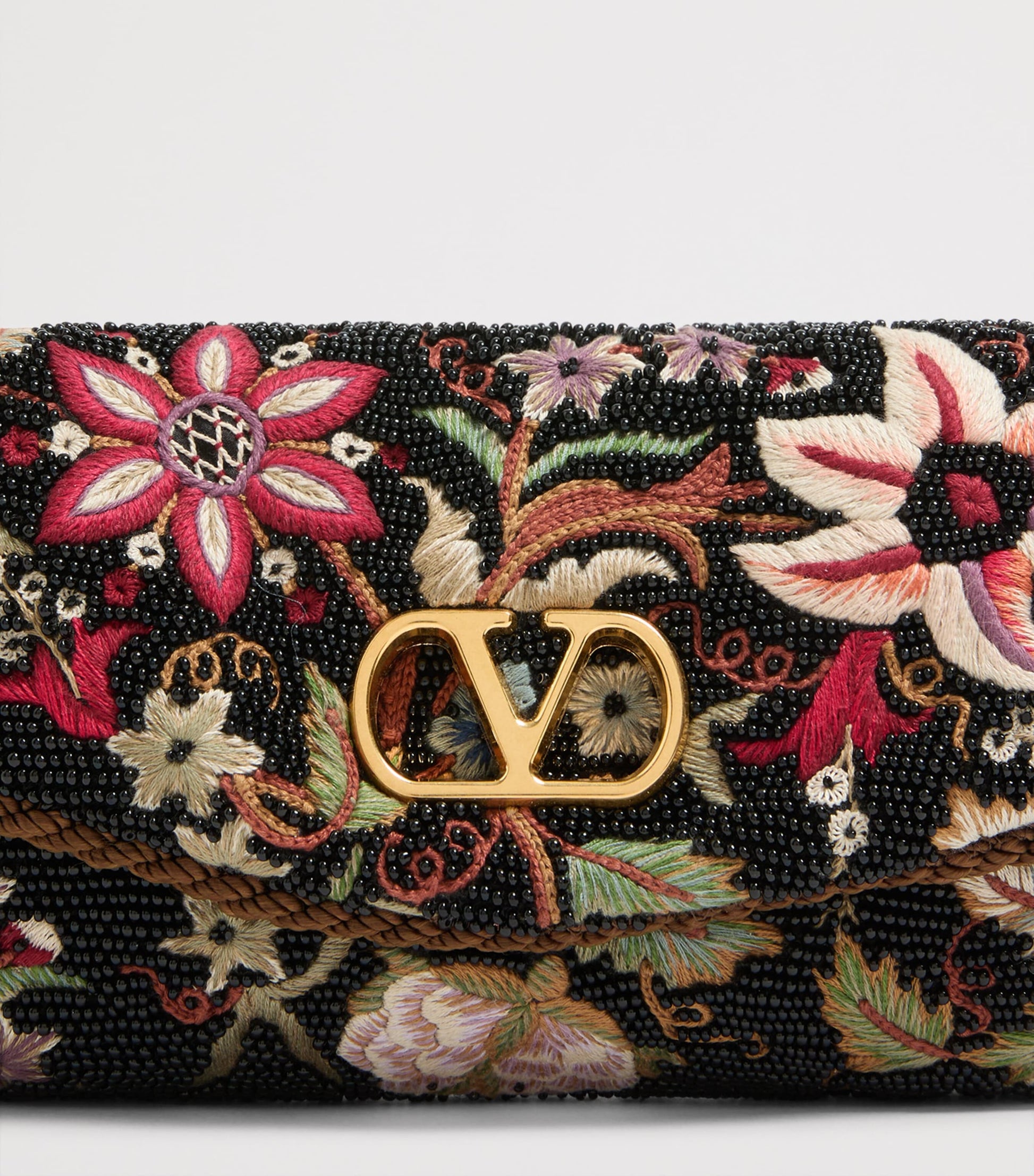 Valentino Garavani Multi Beaded Vain Soft Clutch Bag