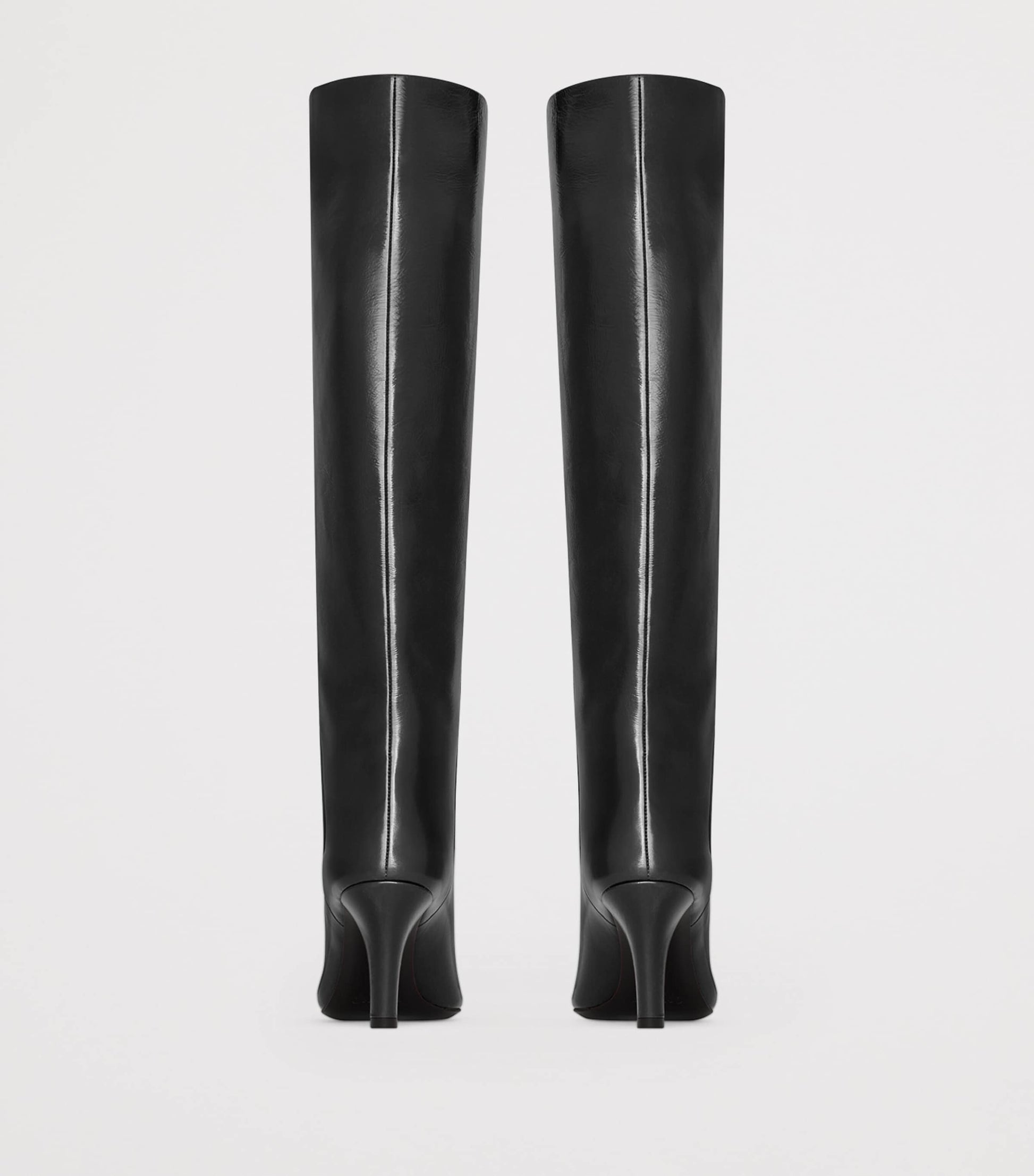 Saint Laurent Black Patent Leather Jill Knee-High Boots 75
