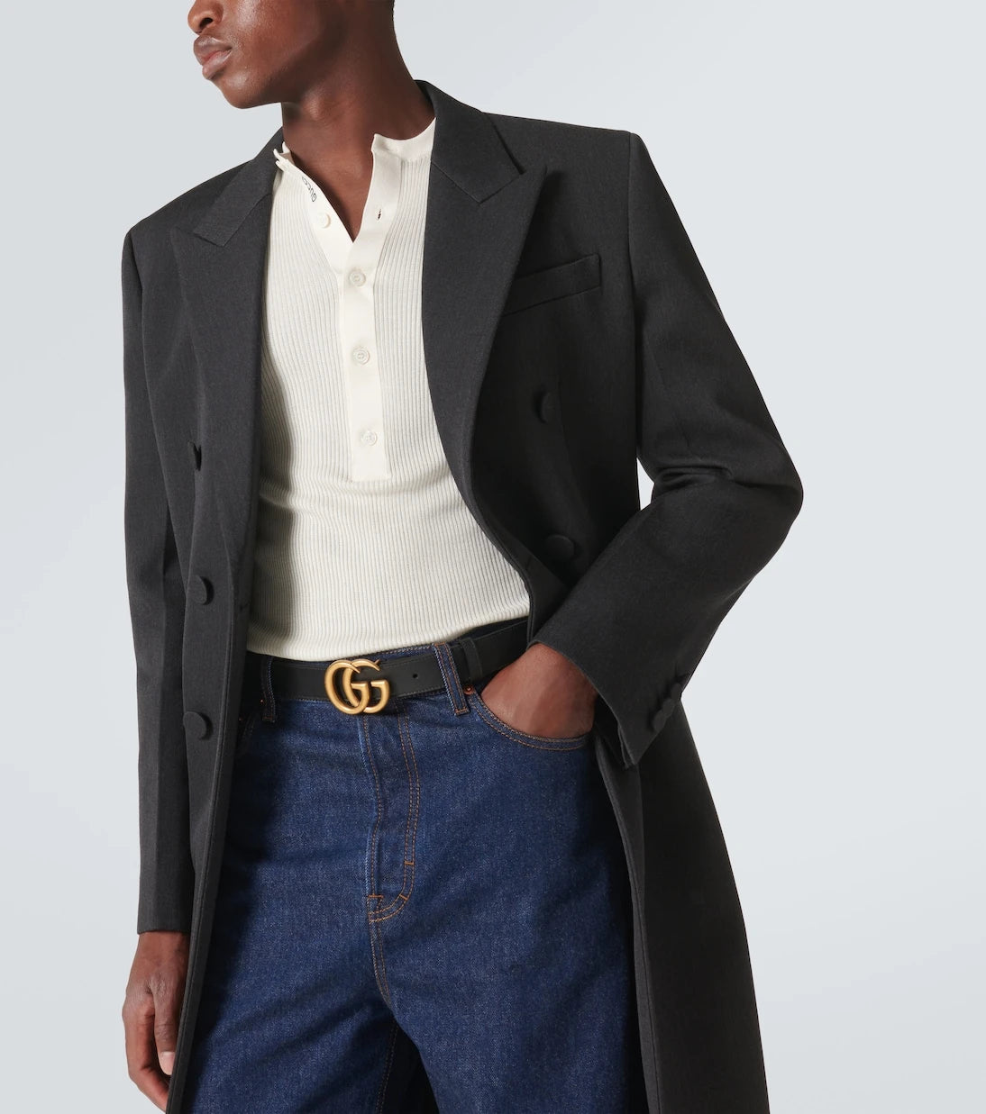 Gucci - Leather belt with Double G buckle