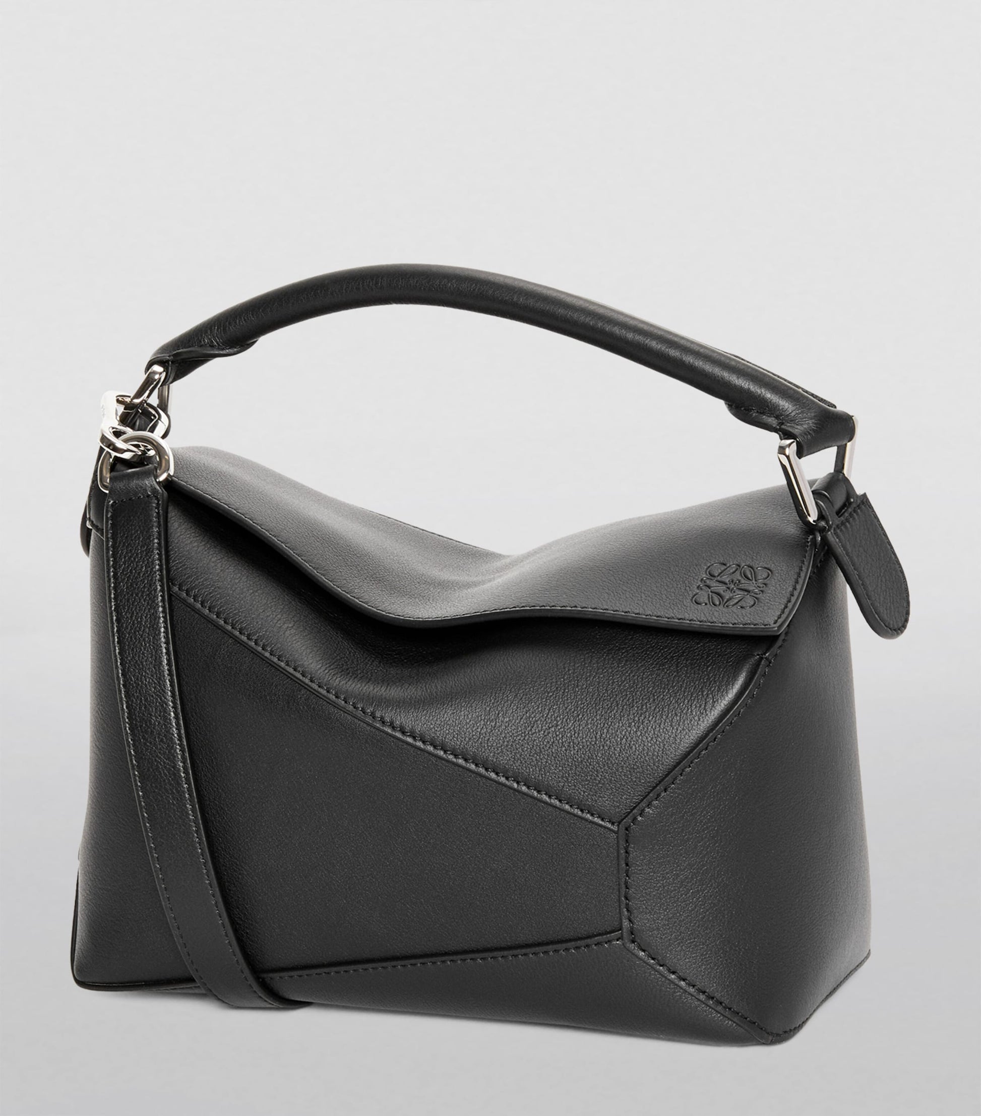 LOEWE Black Small Leather Puzzle Edge Top-Handle Bag