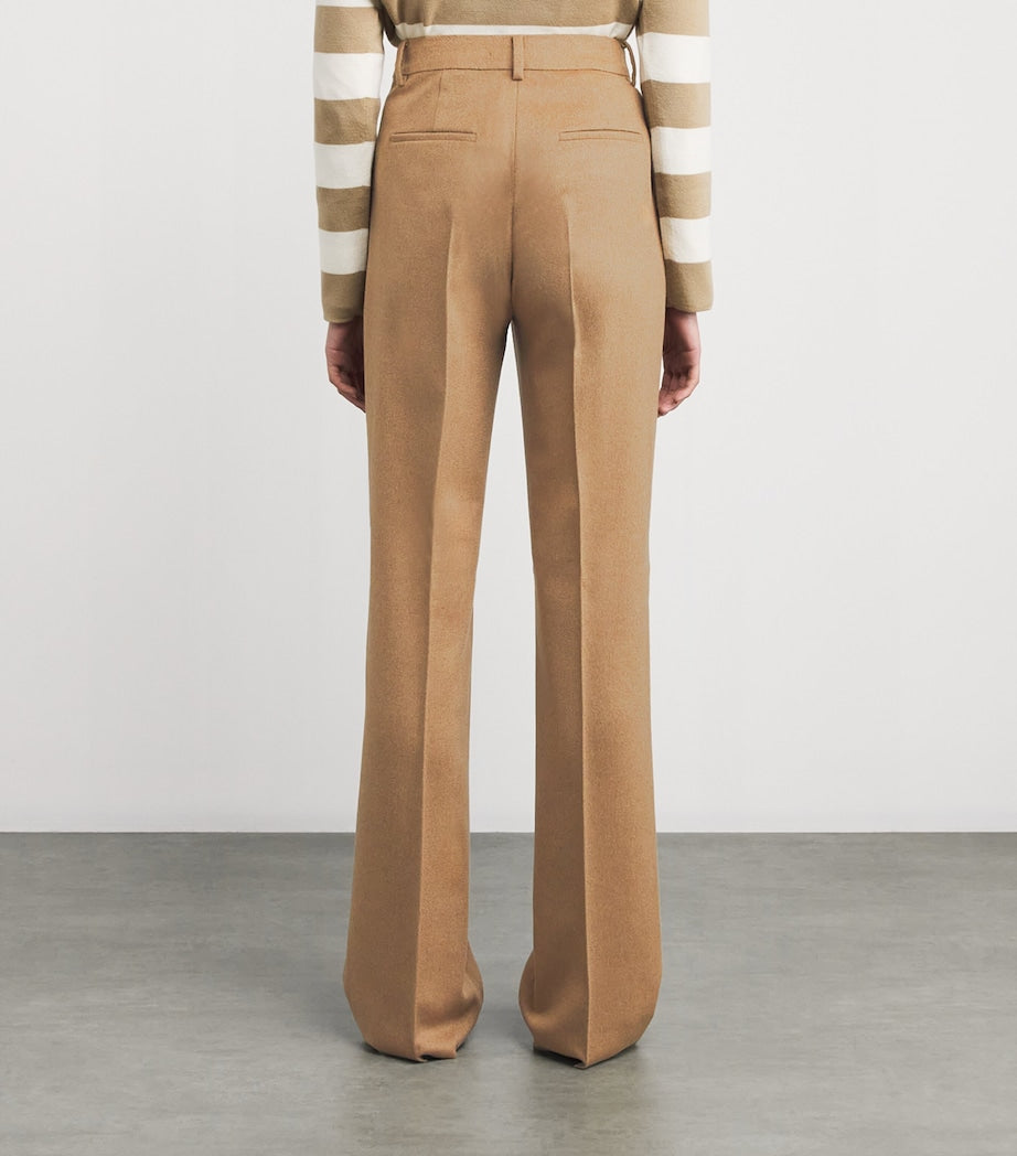Beige Camelhair Wide-Leg Trousers