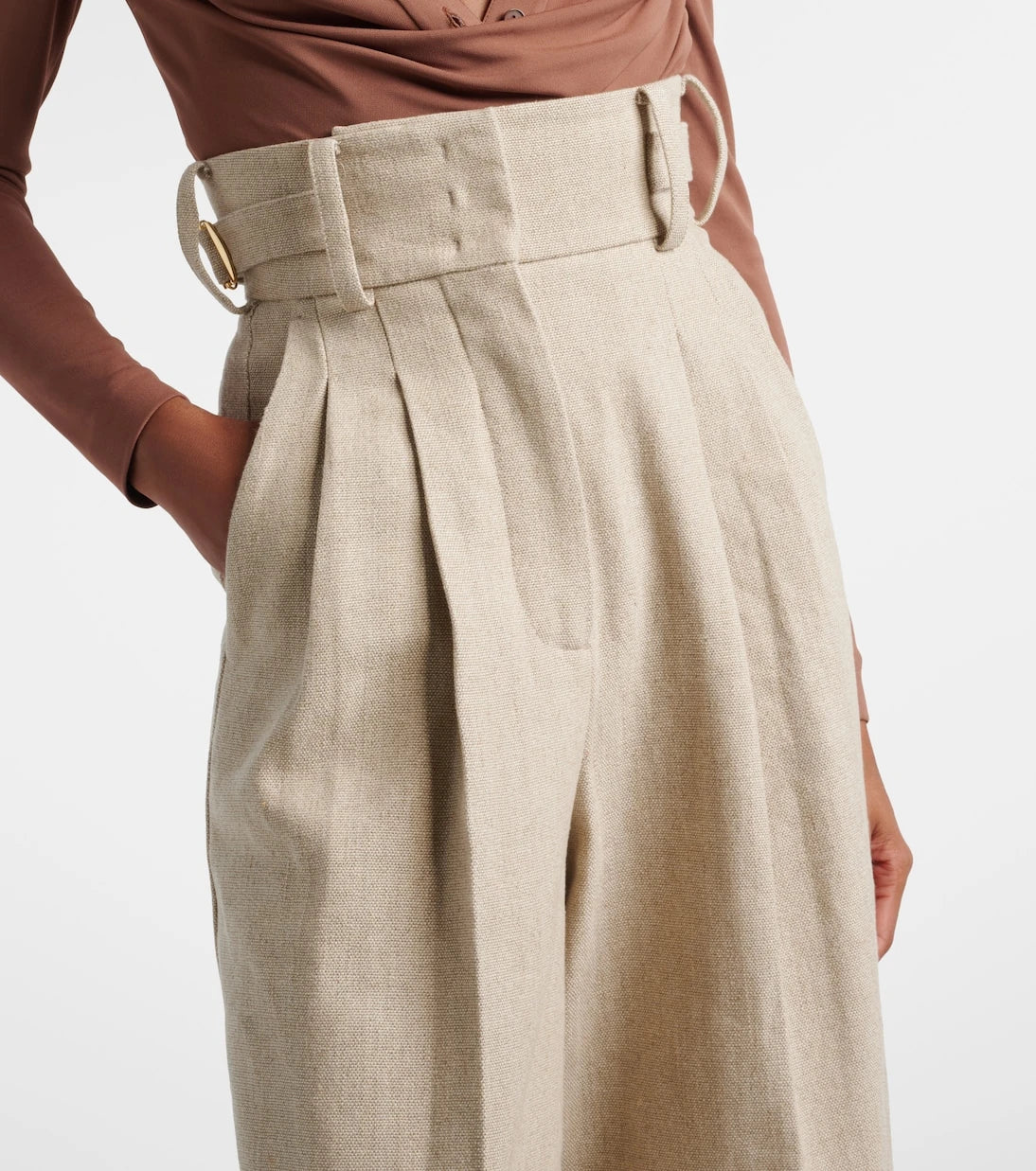 Elie Saab - Linen and cotton canvas wide-leg pants