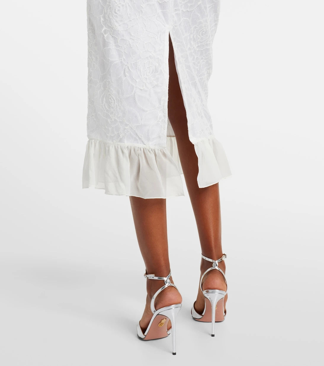 Alessandra Rich - Lace and silk georgette bustier dress