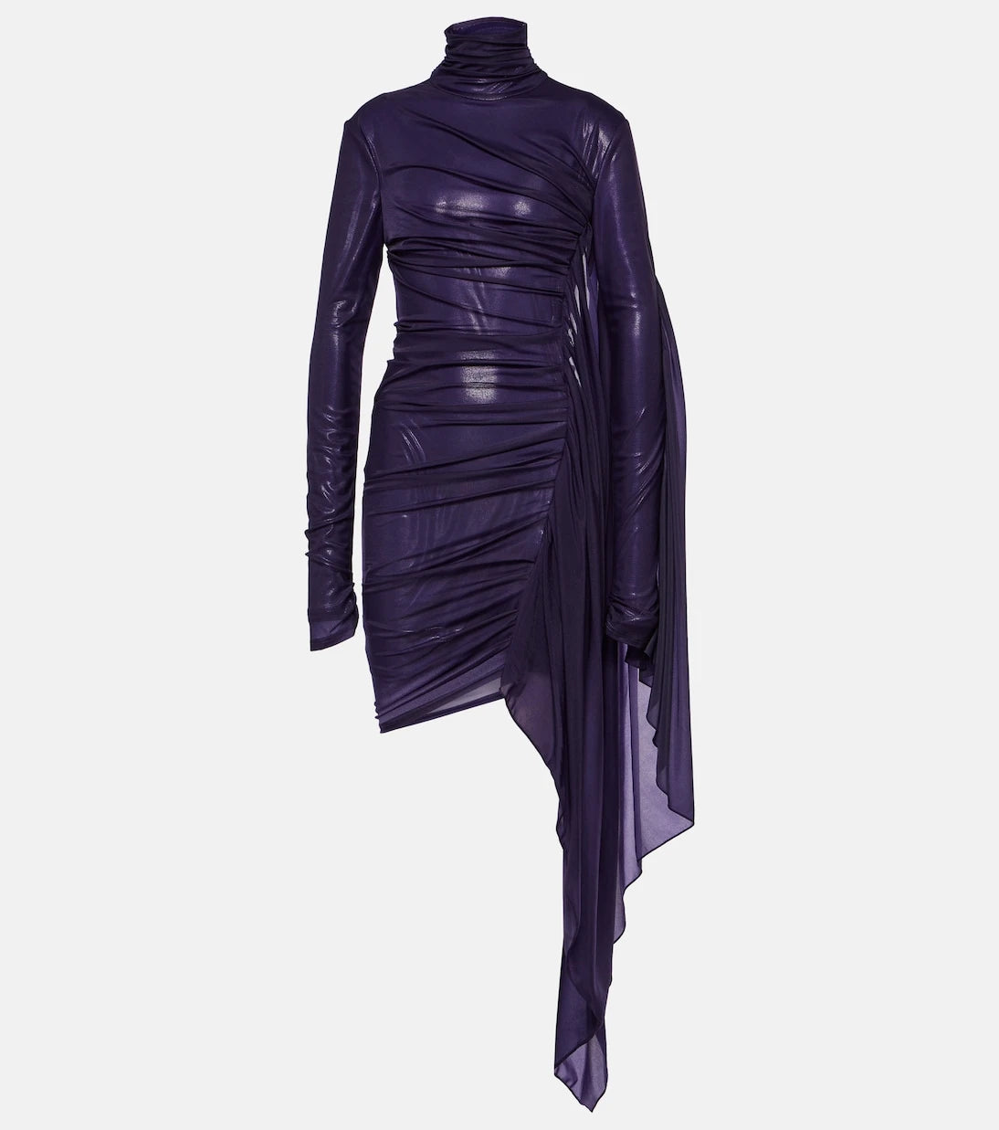 Mugler - Asymmetric draped chiffon minidress