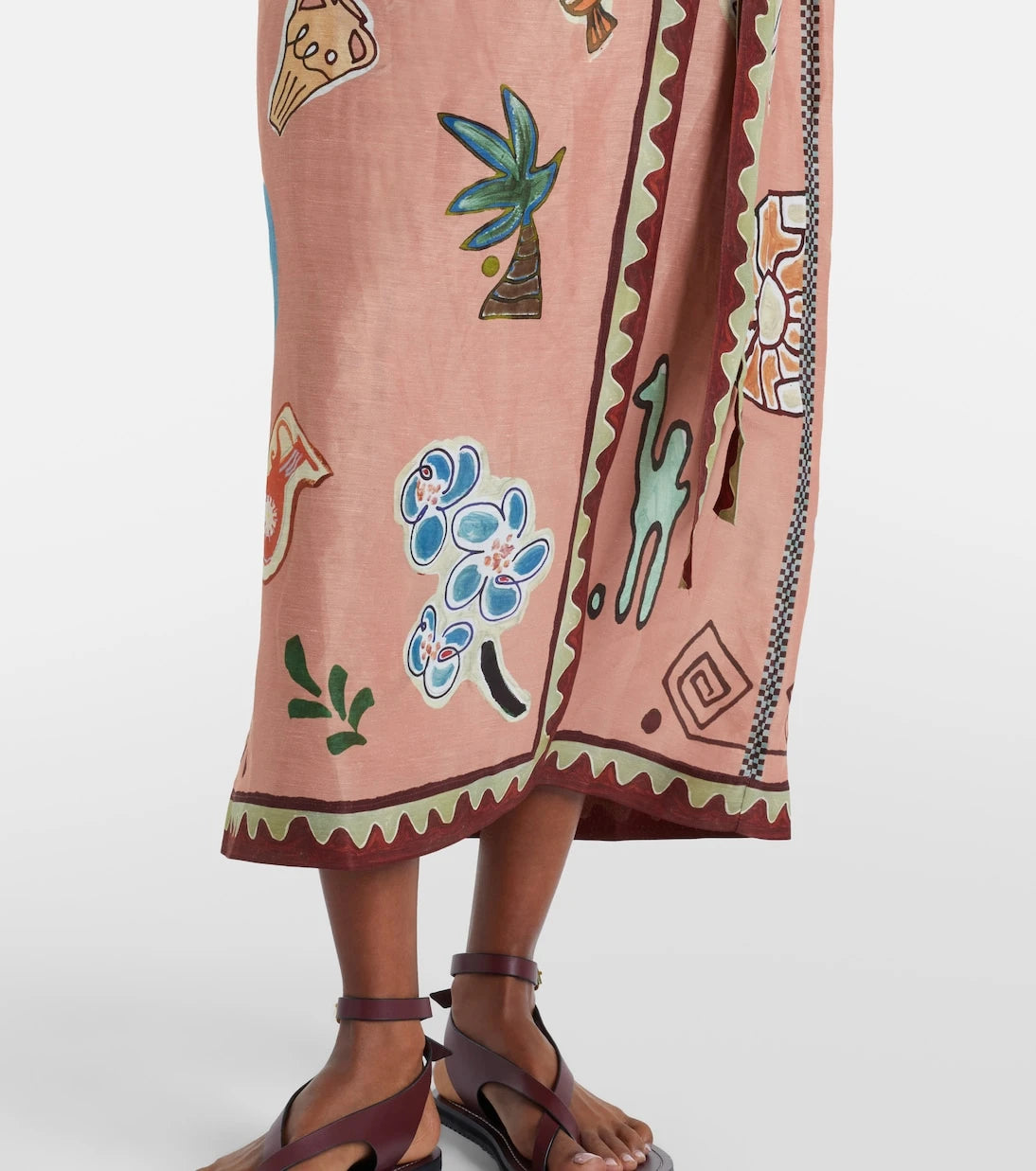 Alémais - Linen and silk-blend wrap midi dress