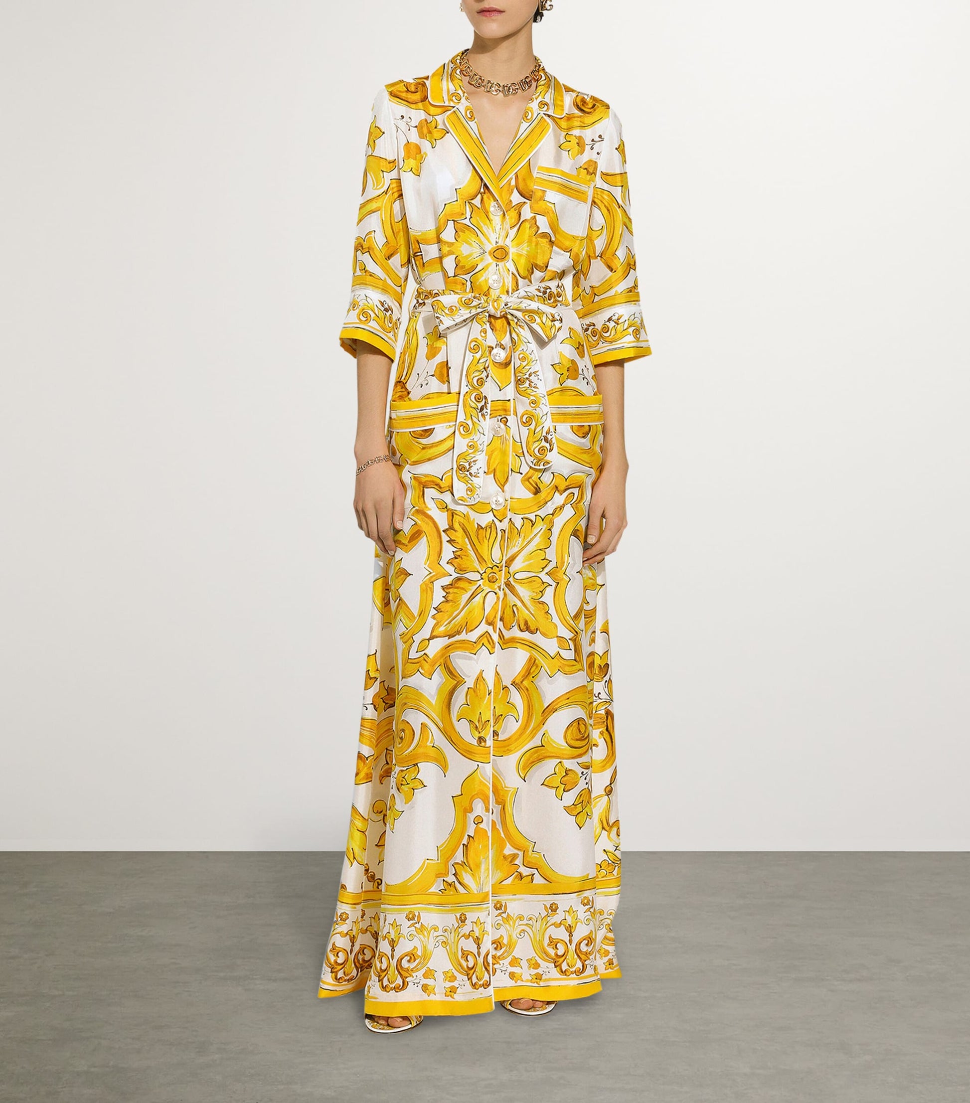 Dolce & Gabbana Multi Silk Printed Maxi Dress