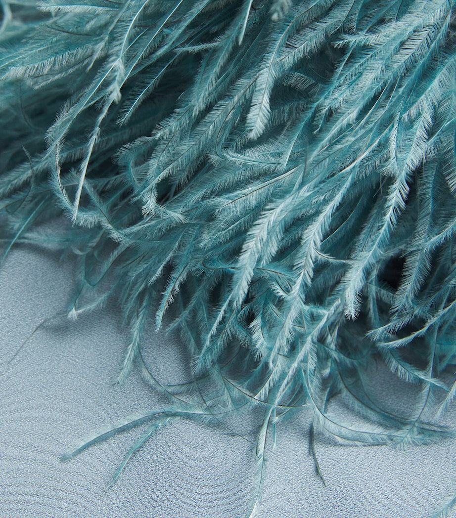 White Feather-Trim Magnifique Mini Dress