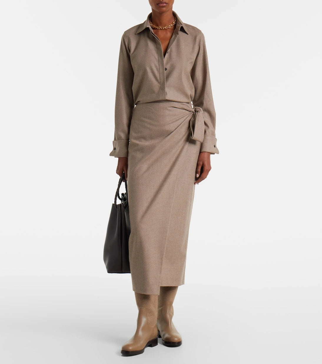 Max Mara - Cashmere and leather knee-high boots