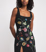 STAUD Black Beaded Floral Le Sable Mini Dress
