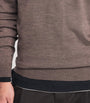John Smedley Brown Extra Fine Merino Wool Half-Zip Tapton Sweater
