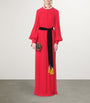 Valentino Red Silk Maxi Shirt Dress